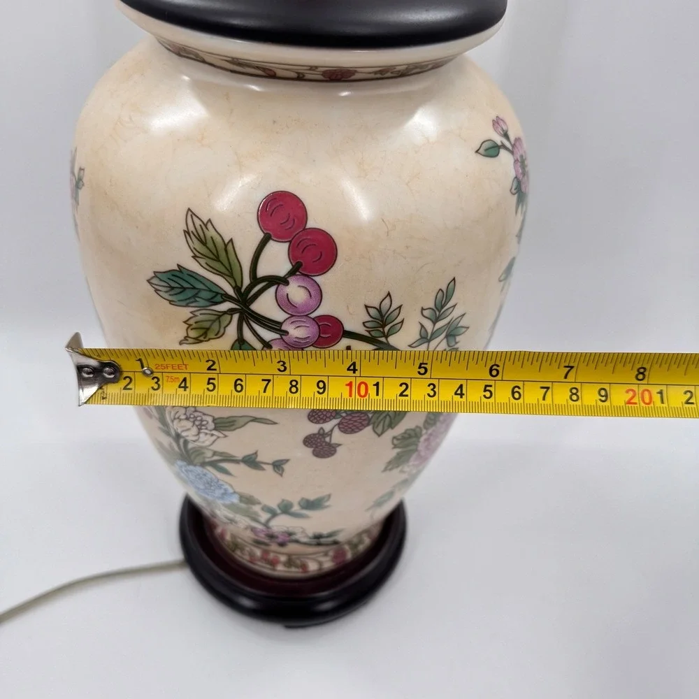 Chinoiserie Floral Ginger Jar Table Lamp with Crackle Glaze